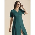 thumbnail image 7 of Moomaya Womens Front Slit Dress, V Neck Short Sleeves Summer Midi Dress, 7 of 7