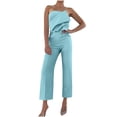 thumbnail image 1 of Soki Women's Off Shoulder Tube Top Rompers High Waist Long Wide Leg Pants Jumpsuits Open Back High Waist Jumpsuit, 1 of 8