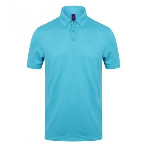 Henbury - Polo elástico de microfibra piqué para hombre (Turquesa)