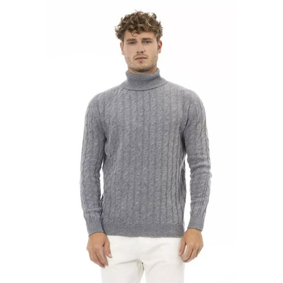 Alpha Studio Elegant Gray Turtleneck Sweater for Men