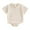 Beige, variant on Toddler Baby Boys Girls Bubble Romper Short Sleeve Oversize Bodysuit Solid Plain Comfortable Outfits with Pockets