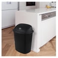 thumbnail image 4 of 8 Gallon Plastic Swing Top Garag Bin, Lidded Wastebasket Trash Can for Kitchen or Workspace, Set of 4, Black, 4 of 7