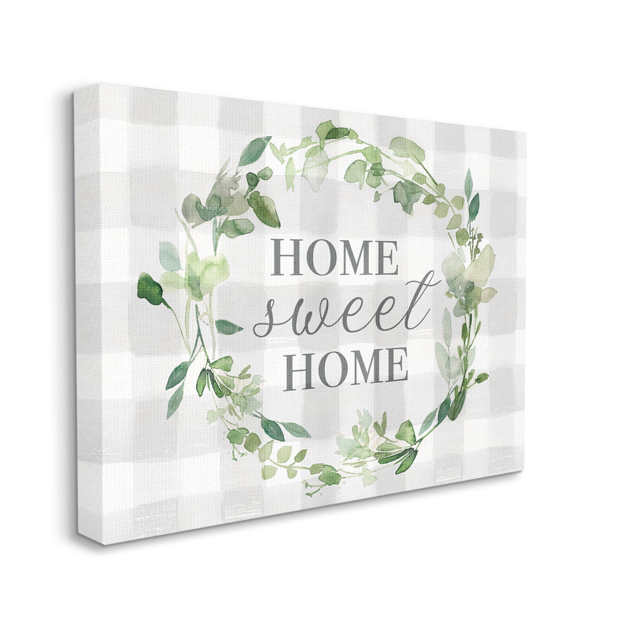 Stupell Industries Sweet Home Leaf Wreath Geometric Farming Plaid Pattern,40 x 30, Design by Carol Robinson