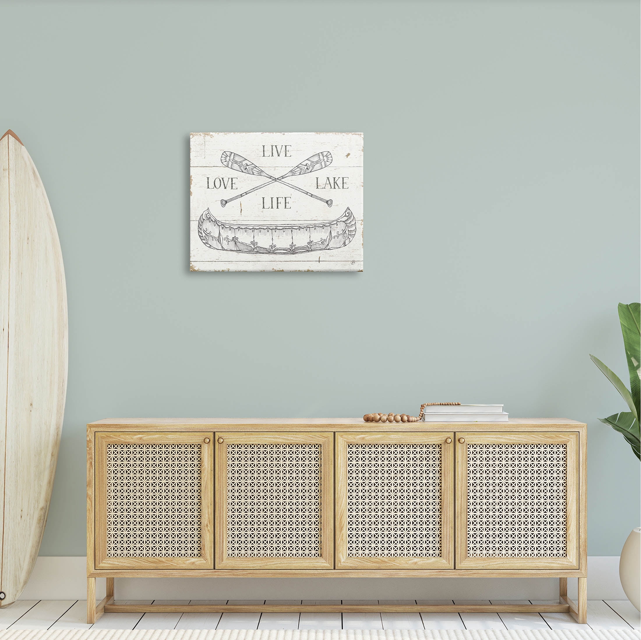 Stupell Industries Live Love Lake Rustic Canoe Oars Graphic Art Gallery Wrapped Canvas Print Wall Art, Design by Daphne Brissonnet