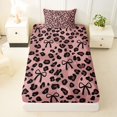 thumbnail image 4 of spefrowx Cheetah Print Bow Twin Sheets for Women, Fashion Pink Brown Polkadots Bedding, 3pcs, 1 Flat Sheet, 1 Fitted Sheet and 1 Pillowcase, 4 of 6
