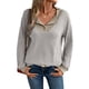 thumbnail image 1 of Camisetas de Larga de Moda de Otoño para Mujer, Sudaderas con Cuello en V y Botones de Patchwork, Tops Casuales Tipo Pulóver Crema M, 1 of 9