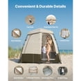 thumbnail image 5 of Camping Shower Tent, 2-Room Foldable Privacy Tent Changing Room with Ground Stakes, Ropes, Carry Bag, and Crossbar, 150D Oxford Fabric with Silver Coating, for Camping, Beach, and Fishing, 5 of 10