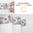 thumbnail image 2 of No Hook Shower Curtain with Snap in Liner, Light Purple Flower on Vintage Linen Waterproof Bath Curtain Double Layers with See Through Top Window, Watercolor Rustic Botanical Shower Curtains 60x72in, 2 of 9