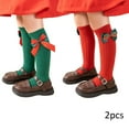 thumbnail image 3 of Esaierr Kids Girls Child Cotton Knee High Socks Cute Christmas Calf Soccer for Baby 3-12Y Fall Winter Red Thigh High Socks New Year Compression Socks Gift 2 Pairs, 3 of 9