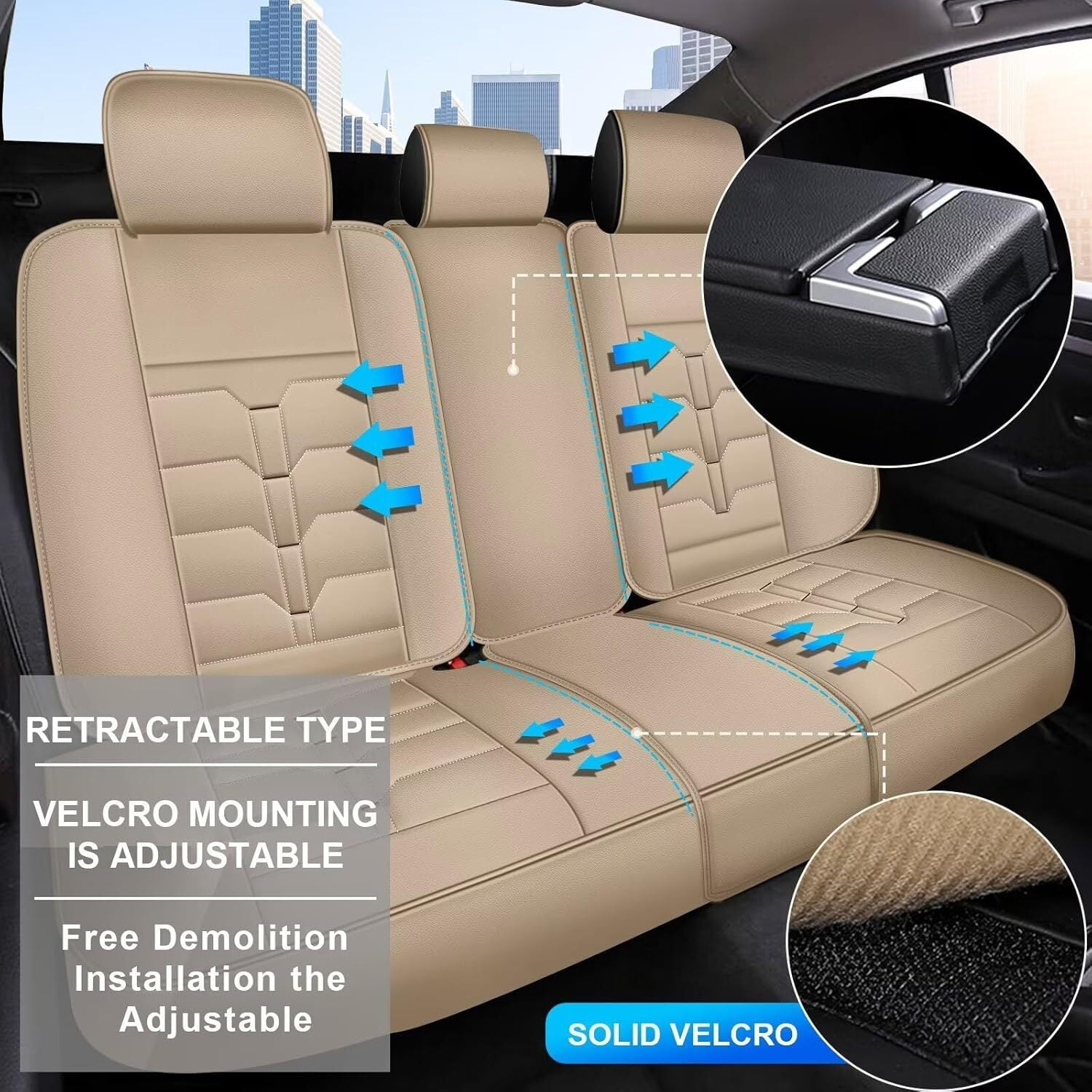 AOMSAZTO Full Set Car Seat Covers Fit fo Toyota RAV4 2007-2025 Faux Leather Seat Cover 2 Rows 5 Seats Waterproof Seat Cushion Protector (BEIGE)