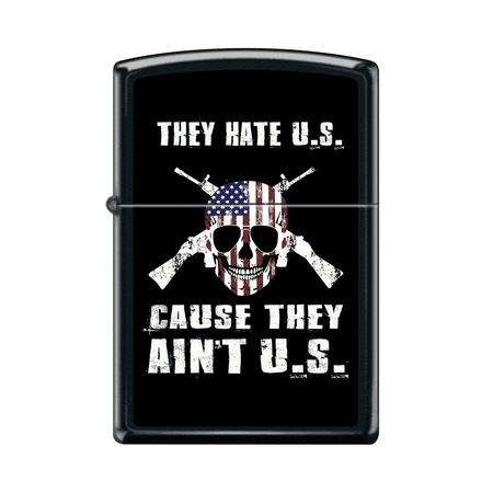Zippo Custom Design Skull and Cross Guns with They Hate U.S. Cause They Ain’t U.S. Windproof Collectible Lighter - Made in USA Limited Edition &