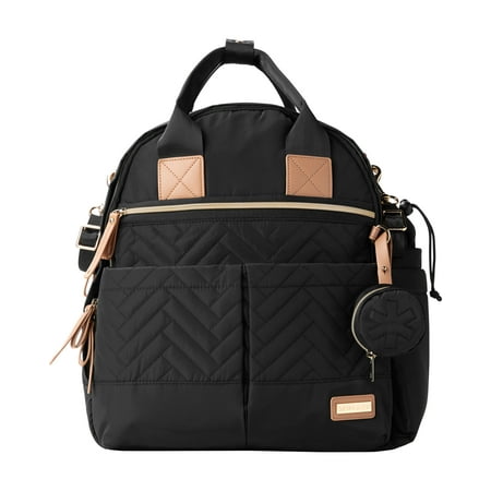Skip Hop Suite 6-in-1 Diaper Backpack with Changing Pad and Accessories, Black