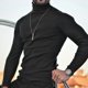 thumbnail image 5 of Gibobby Suéter cuello alto hombre Suéter de cuello alto para hombre, ajuste delgado, casual, tela acanalado, suéter térmico(Negro,G), 5 of 5