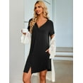 thumbnail image 2 of Ekouaer Women's Button Down Nightgown Short Sleeve Sleepshirt V Neck Night Shirt Soft Pajamas Dress with Pockets, 2 of 6