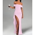 thumbnail image 6 of Off the Shoulder Wedding Guest Dress Bodycon High Split Formal Dress Cocktail Party Prom Long Dresses Pink M, 6 of 9