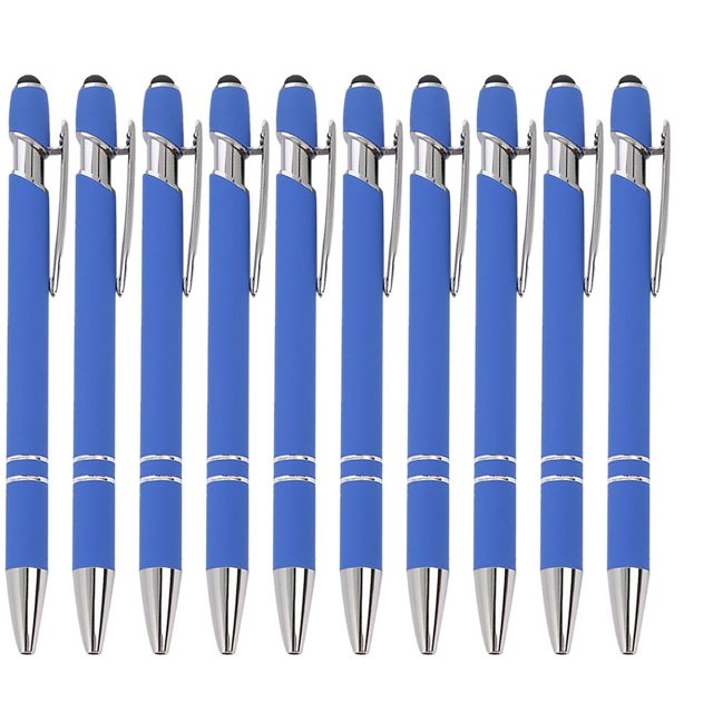 HAOAN Ballpoint Pen with Stylus Tip Soft Touch Click Metal Pen 1.0mm Medium Point Black Ink 10 Count