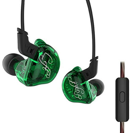 Triple Driver In-Ear Headphones, KZ ZSR High Fidelity Dynamic Hybrid Earbuds(Earphones) (Green with