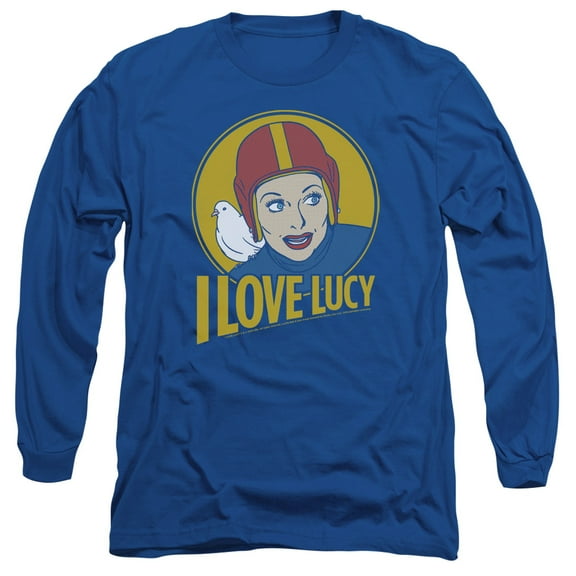 I Love Lucy Lb Super Comic Long Sleeve Adult 18/1 T-Shirt Royal Blue