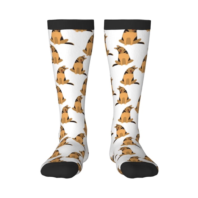 Fotbe German Shepherd Dog Calcetas Divertidas Estampadas para Hombre y Mujer, Calcetas de Algodón hasta la Rodilla para Caminar, Correr, Enfermería y Embarazo