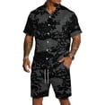 thumbnail image 2 of Dwelliawo Men's Camouflage Tree Print 2 Piece Outfit Short Sleeve Shirt and Drawstring Shorts Set Casual Loose Fit Summer Outfits for Outdoor Activities and Daily Wear Black XL, 2 of 5