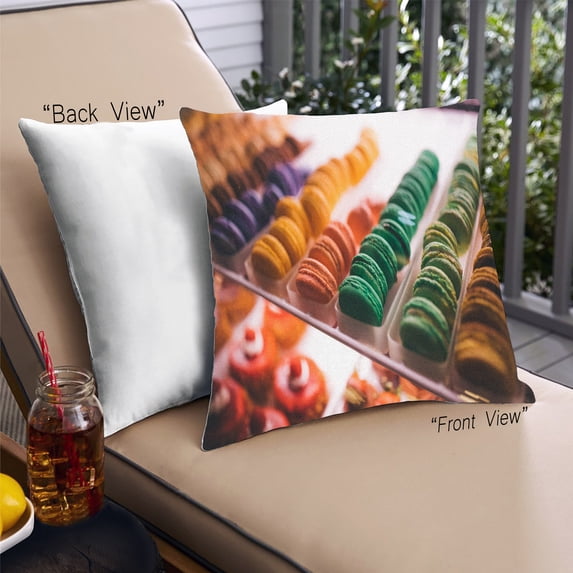 Ahgly Company Foods Macarons Outdoor Throw Pillow, 18 inch by 18 inch
