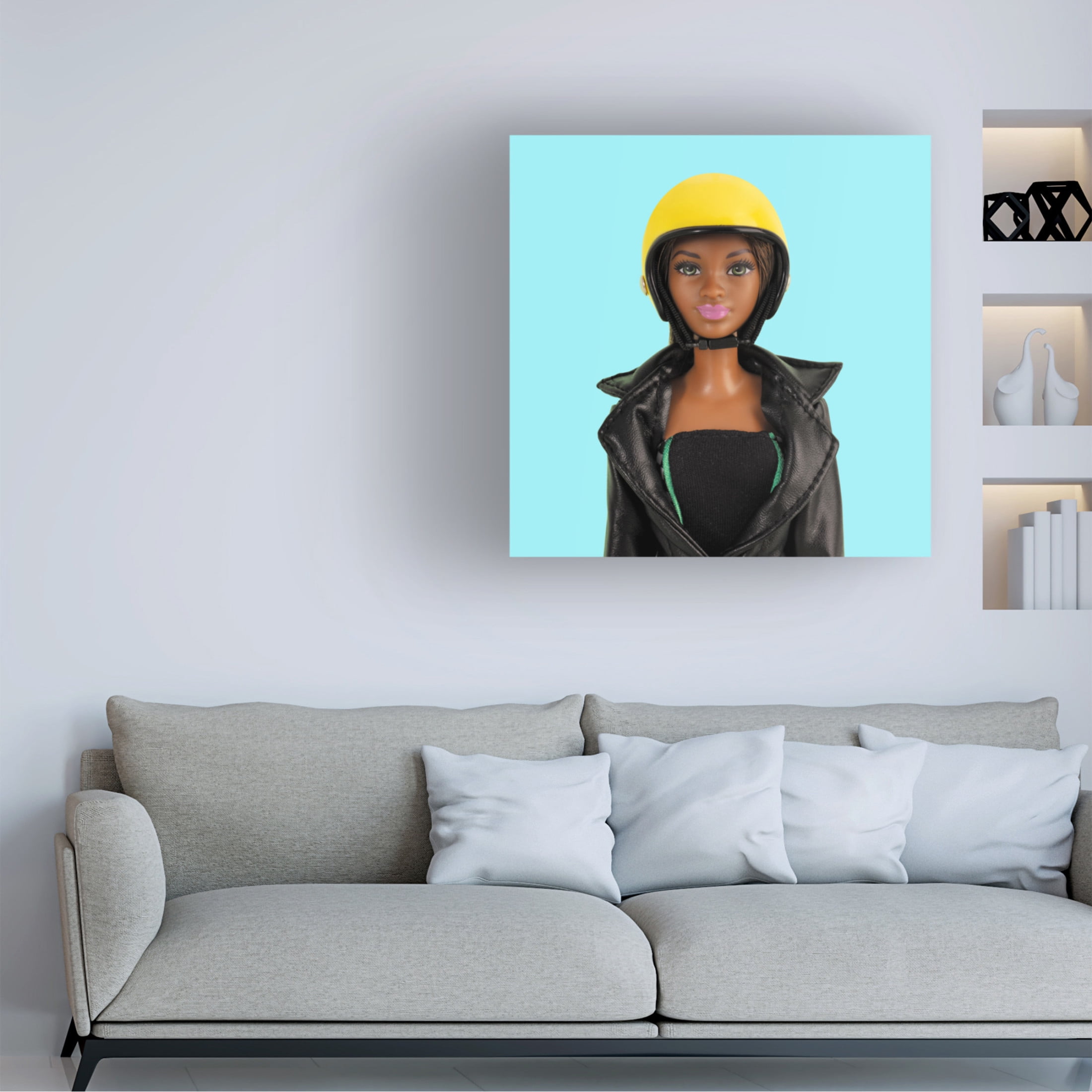 Canvas Wall Art - Julia Ramiro 'Safety First Pastel.1' Wall Art for Living Room, Bedroom, or Office Décor by Trademark Fine Art - 35 x 35 Inches