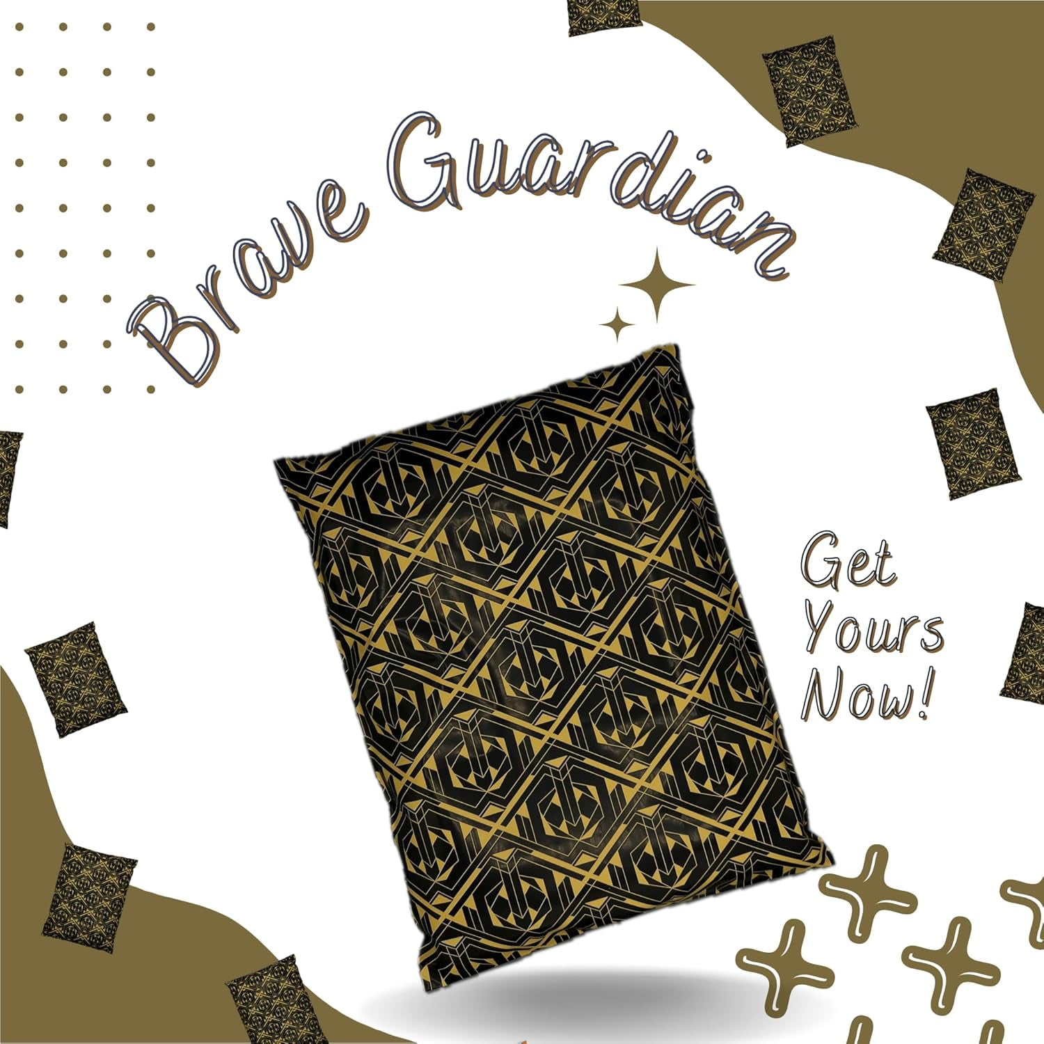 Hawk Poly Mailers 10x13 Cute Heavy Duty 3.15mil Tamper-Evident & Self-Sealing Shipping Envelopes for Small Businesses Printed Waterproof Mailing Bags Non Padded (Brave Guardian, 10x13)