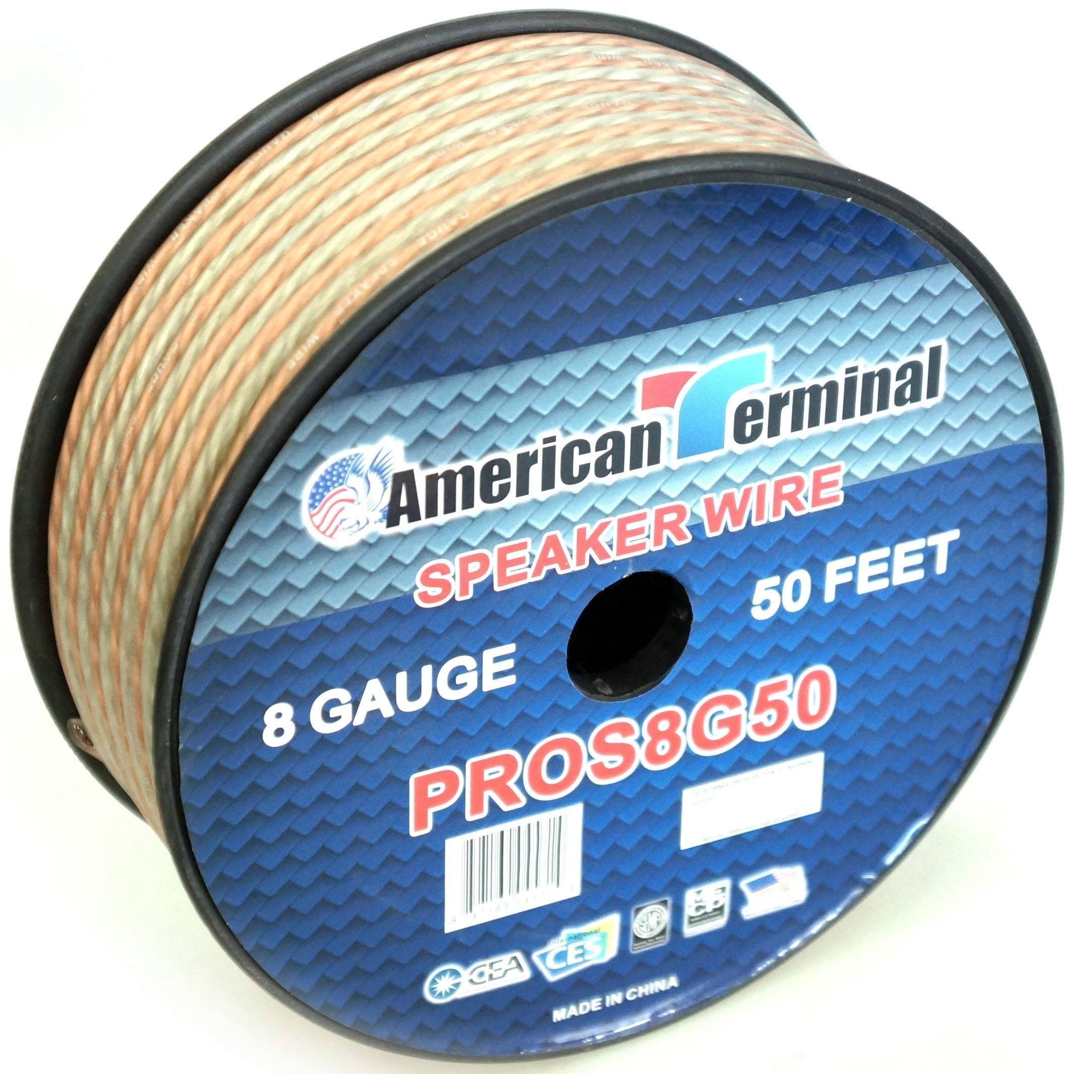 American Terminal PROS8G50 50' 8 Gauge PRO PA DJ Car Home Marine Audio Speaker Wire Cable Spool