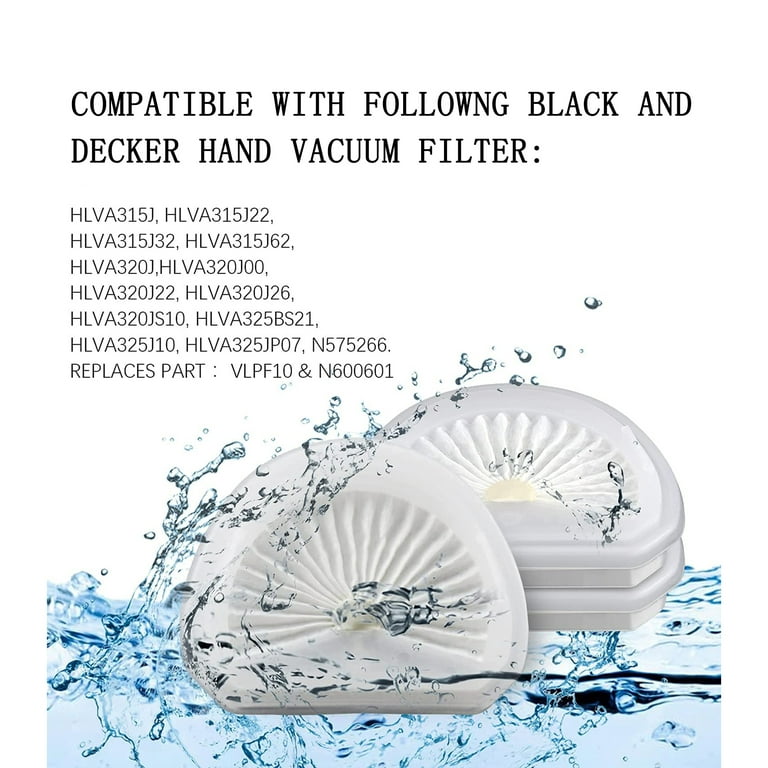 Pleated Filter Replacement For Black & Decker VLPF10 HLVA315 HLVA320 Hand  Vacuum