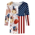 thumbnail image 4 of Women's 3/4 Sleeve American Flag Print T-Shirt Casual Round Neck Patriotic Shirt Top for Independence Day, 4 of 4