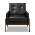 thumbnail image 2 of Baxton Studio Perris Mid-Century Modern Black Faux Leather Upholstered Walnut Wood Lounge Chair, 2 of 7
