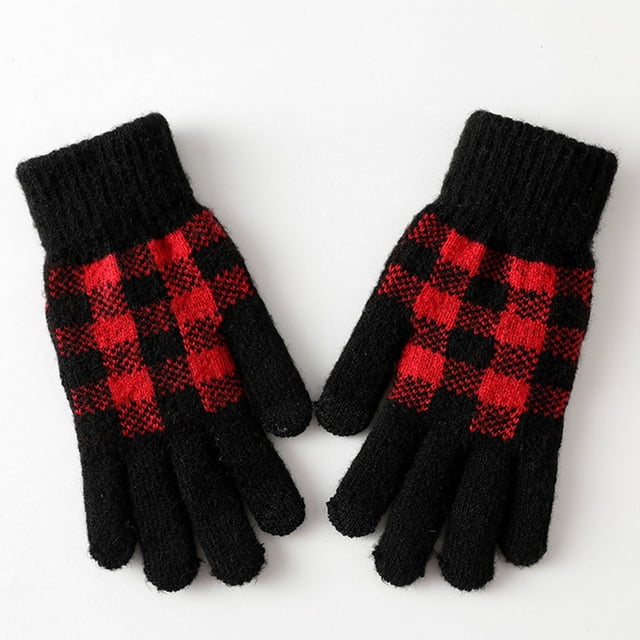 Gants à Moins de 10 $ Mitaines Rouges Femmes Hiver Gants pour Écran Gants Chauds en Tricot Poignets Élastiques Hiver Hommes Gants pour Textos