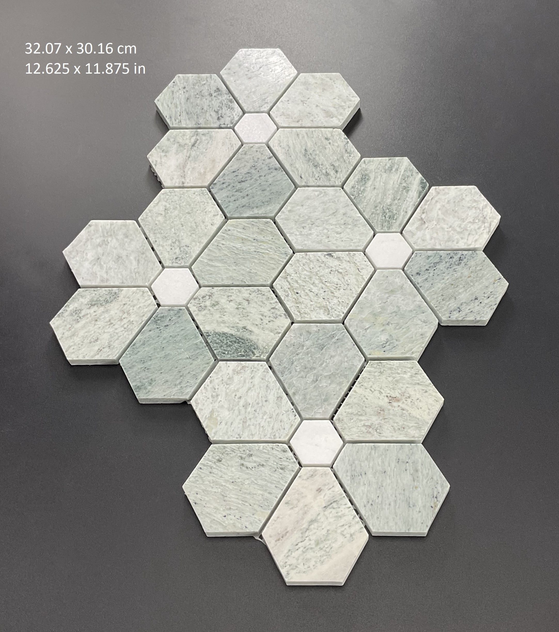 10-Pieces of Ming Green Flowers Pattern Mosaic Wall and Floor Tiles