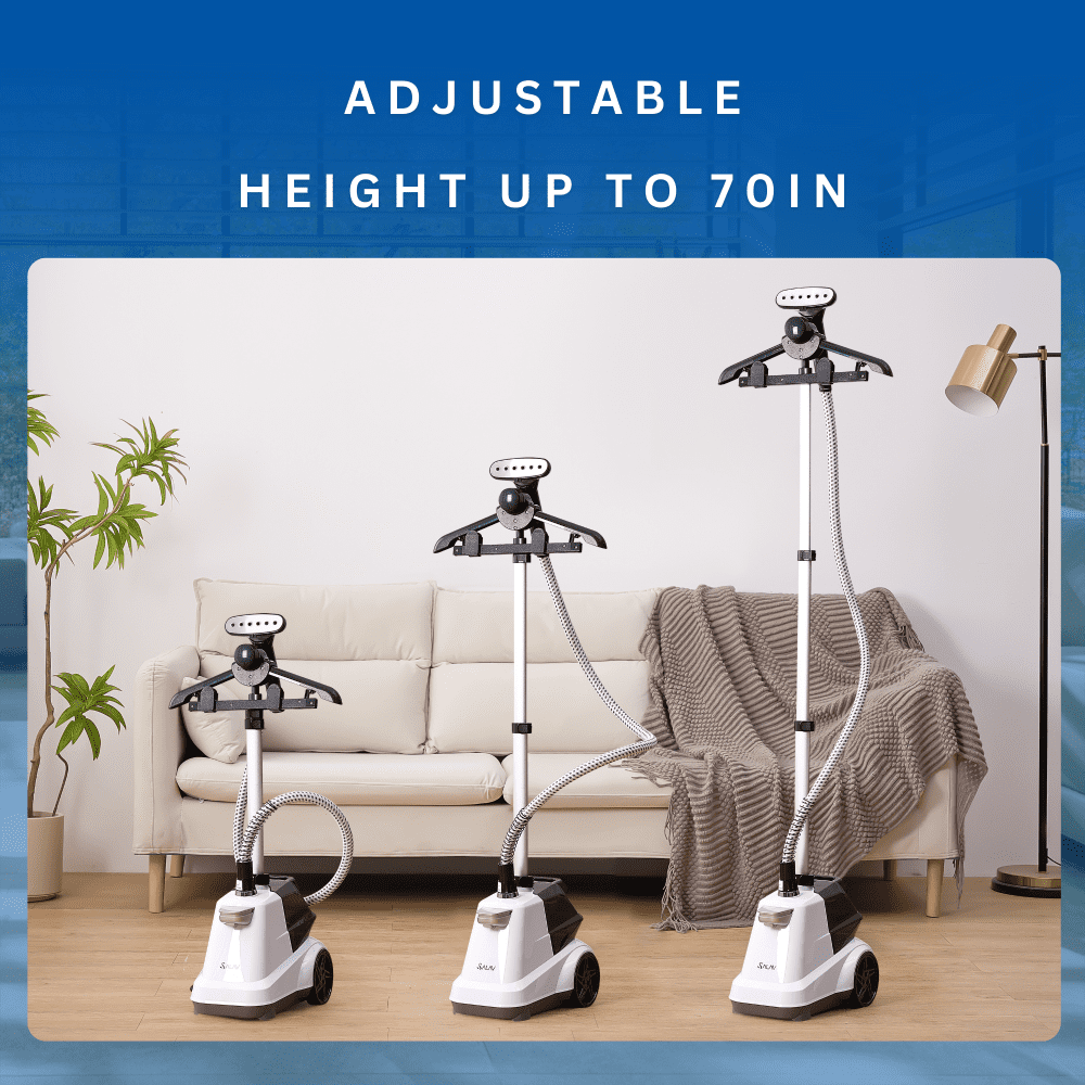 SALAV X3 Commercial-Grade Smart Auto Shut off Garment Steamer with Foot Pedals and Extra Large 3L Water Tank, White