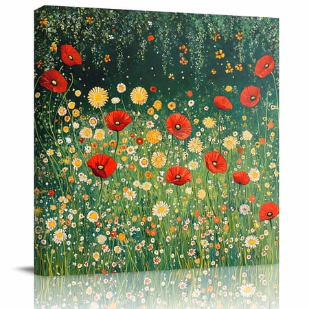 Wall Art Prints Spring Flowers Framed Canvas Prints for Bedroom Living Room Bathroom Office Retro Pastoral Abstract Oil Painting Gallery Wrap Wall Art Poster for Gifts Home Decor 12 x12