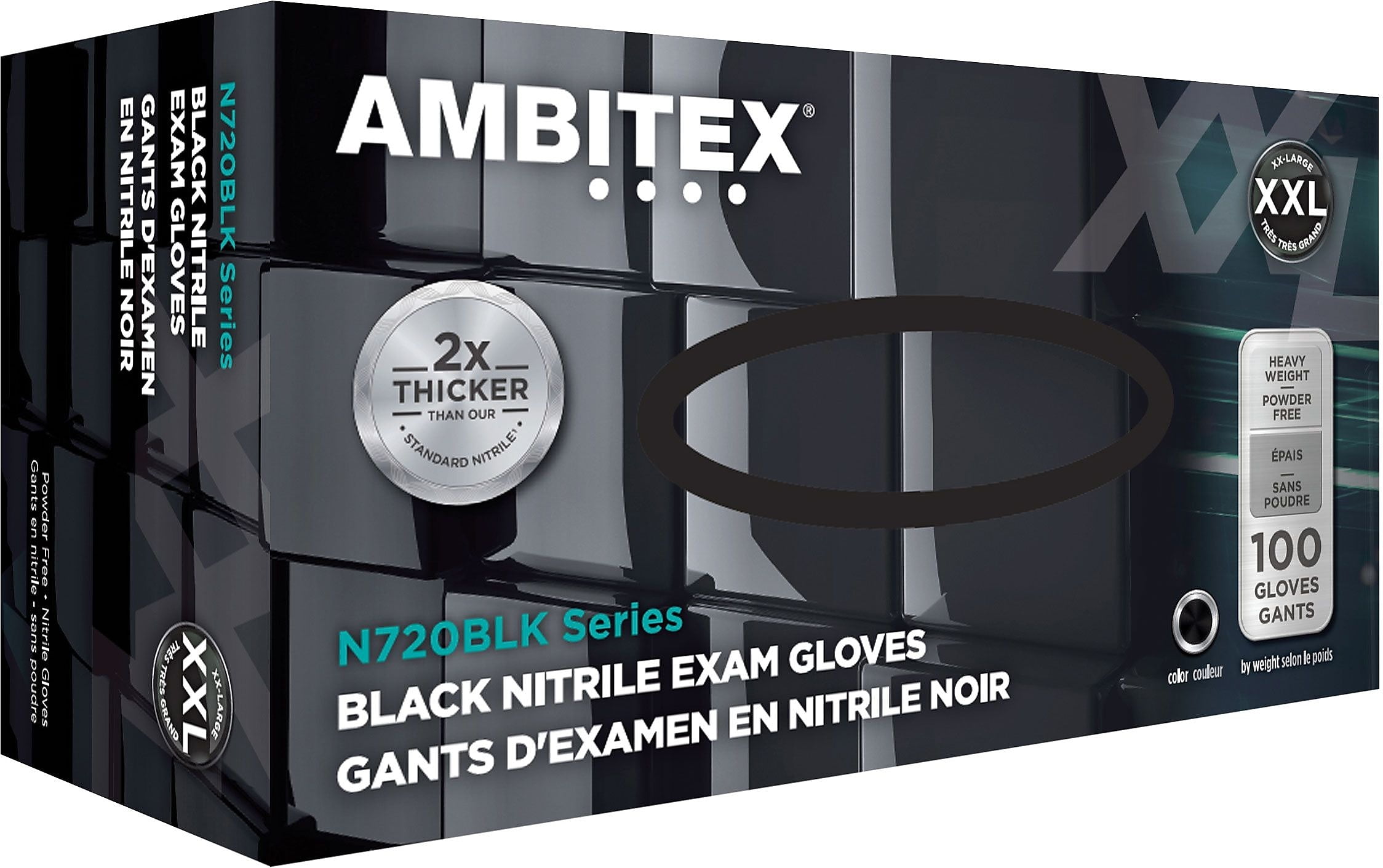 Ambitex Disposable Exam Gloves Nitrile XX NXXL720BLK