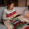 thumbnail image 5 of Christmas Truck Flannel Blanket for Bed,Travel and Camping, Xmas Car Pine Tree Snow Wood Grain Red Plaid Super Soft Cozy Blanket for All Seasons 32"x48", 5 of 9