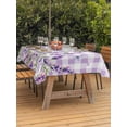 thumbnail image 2 of Outdoor Tablecloth with Umbrella Hole and Zipper, Spring Lavender Floral Rectangle Table Cloth 60x120 Inch Waterproof Tablecloth, Flowers Butterfly Purple Plaid Picnic Table Cover for Patio Camping, 2 of 7