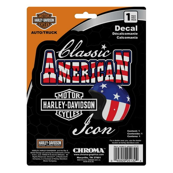 Harley-Davidson American Classic Patriotic Decal, Red/White/Blue - 6 x 8in., Harley Davidson