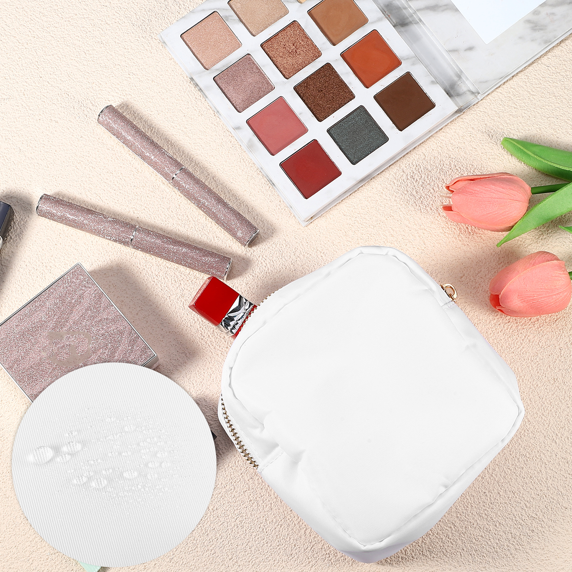 Unique Bargains Women Waterproof Makeup Bag for Business Travel Vacation Camping White