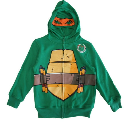 Nickelodeon Little Boys Green Ninja Turtles Full Zip Mask Hooded Top
