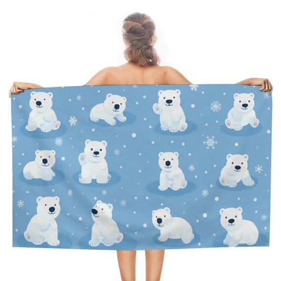 Cute Polar Bear Beach Towel with A Unique Design, Extra Large,XL (32x 63) for Kids & Adults