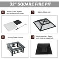 thumbnail image 3 of GRANDPATIO 32" x 32" Square Wood Burning Fire Pit with Spark Screen, Mesh Lid and Poker, 3 of 7