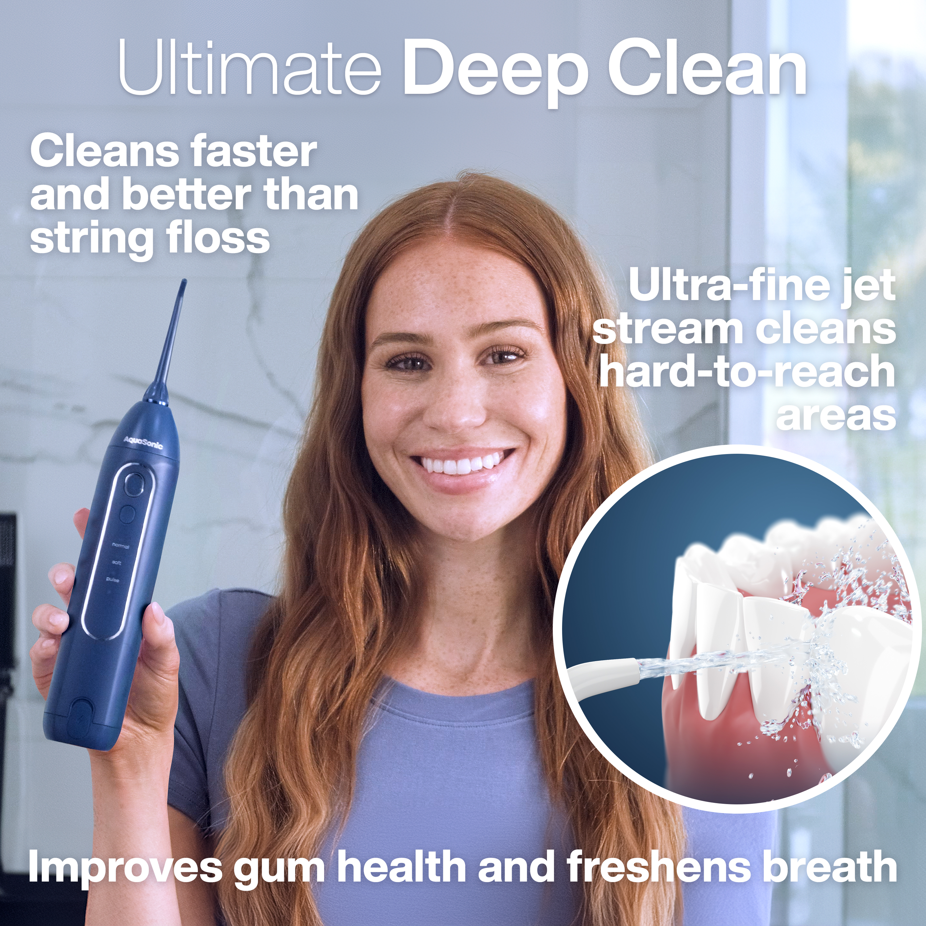 AquaSonic Icon Cordless Water Flosser, Navy photo 2