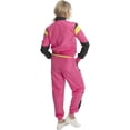 thumbnail image 3 of Pink 80s Fashion Shell Suit, Sports Theme for Adult Women Halloween Cosplay Costume, 1980s Neon Retro Theme Windbreaker Tracksuit, Size X Large, 3 of 5