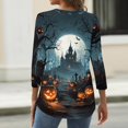 thumbnail image 6 of Domuza Women's Halloween Shirts Fall Casual Round Neck 3/4 Sleeve T-Shirts Funny Spooky Print Vintage Blouse Halloween Costumes-B S, 6 of 6