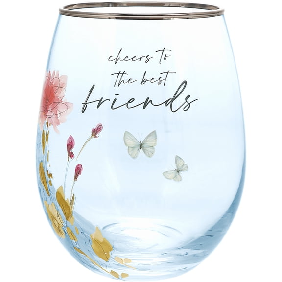 Pavilion - Friend 20-ounce Stemless Wine Glass, Diamond Wine Glass, Friendship Wine Glass For Women, Birthday, Wedding, Christmas, Mothers Day Gift For Women Friend, 1 Count, Multicolor