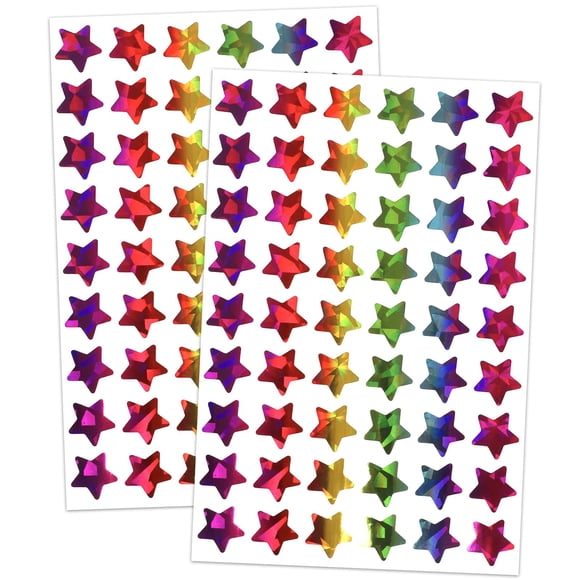 Pegatinas Progoe 1620 con forma de estrella arcoíris holográfica, 1,5 cm, para niños
