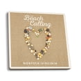 thumbnail image 1 of Norfolk, Virginia, The Beach is Calling, Stone Heart on Sand (Absorbent Ceramic Coasters Set of 4 Matching Images, Cork Back, Kitchen Table Decor), 1 of 1