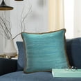 thumbnail image 4 of Ox Bay Ringo 20" x 20" Teal/Blue Jute Bordered Cotton Adult Decorative Throw Pillow Cover, 4 of 8
